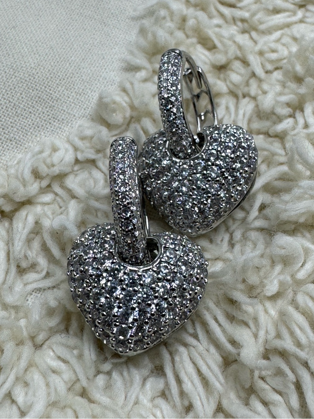 3-in-1 Pavé CZ Heart Convertible Hoop Earrings